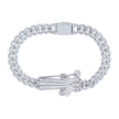 925 Sterling Silver 5.85ct Round, 0.45ct Baguette Moissanite St. Augustine Bracelet Size 8.5 Inches