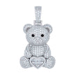 925 Sterling Silver Mens 3.52ct Round 0.33ct Baguette Black White Moissanite Teddy Bear Heart Pendant 