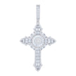 925 Sterling Silver Mens 0.97ct Round 3.26ct Baguette Moissanite Cross Religious Pendant 