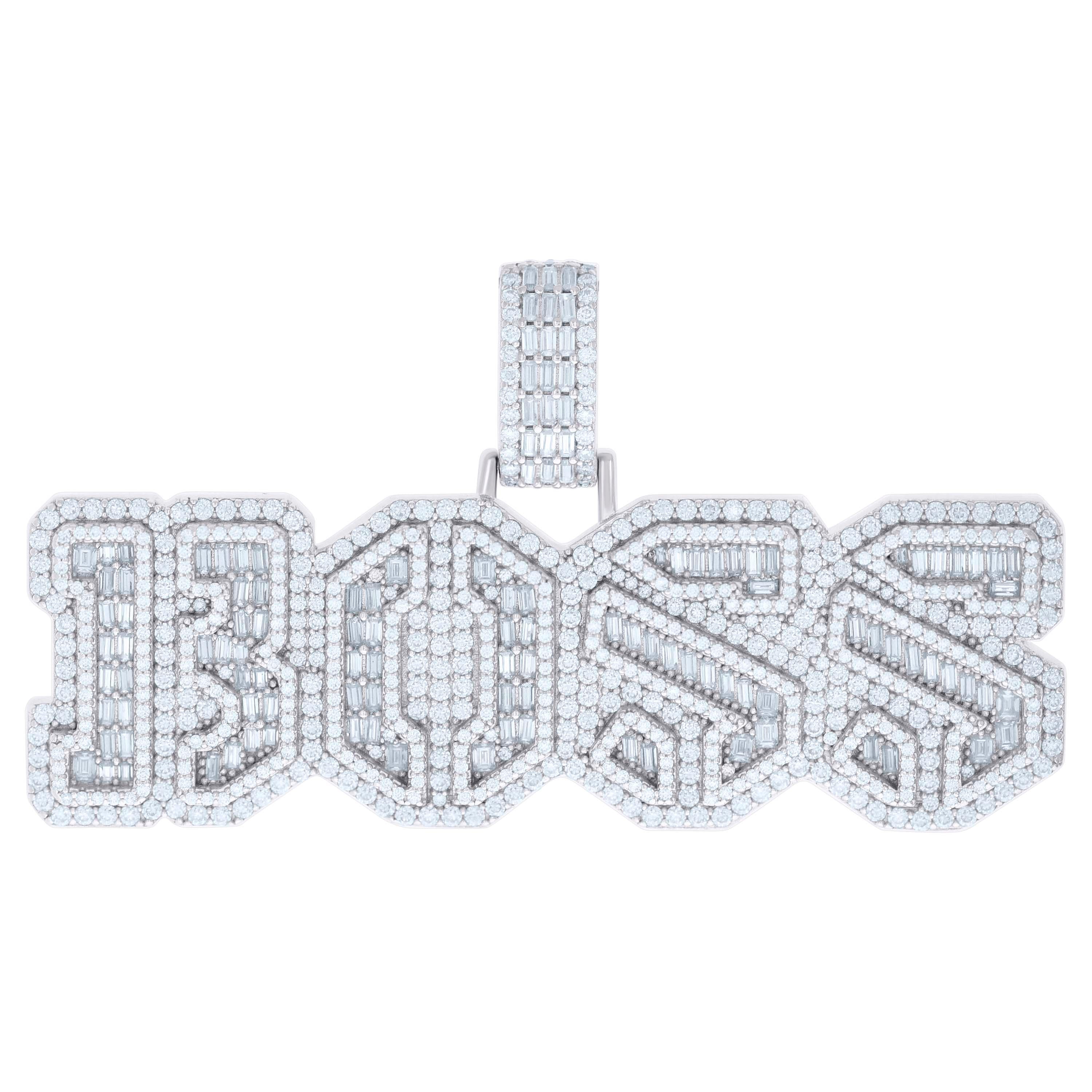 925 Sterling Silver Mens 4.62ct Round 3.52ct Baguette Moissanite BOSS Fashion Pendant 