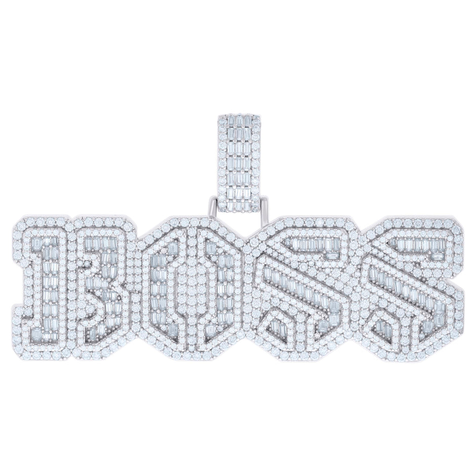 925 Sterling Silver Mens 4.62ct Round 3.52ct Baguette Moissanite BOSS Fashion Pendant 