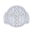 925 Sterling Silver Mens 0.76ct Round 2.9ct Baguette Moissanite Cross Religious Ring Size 12 - SLV-137047