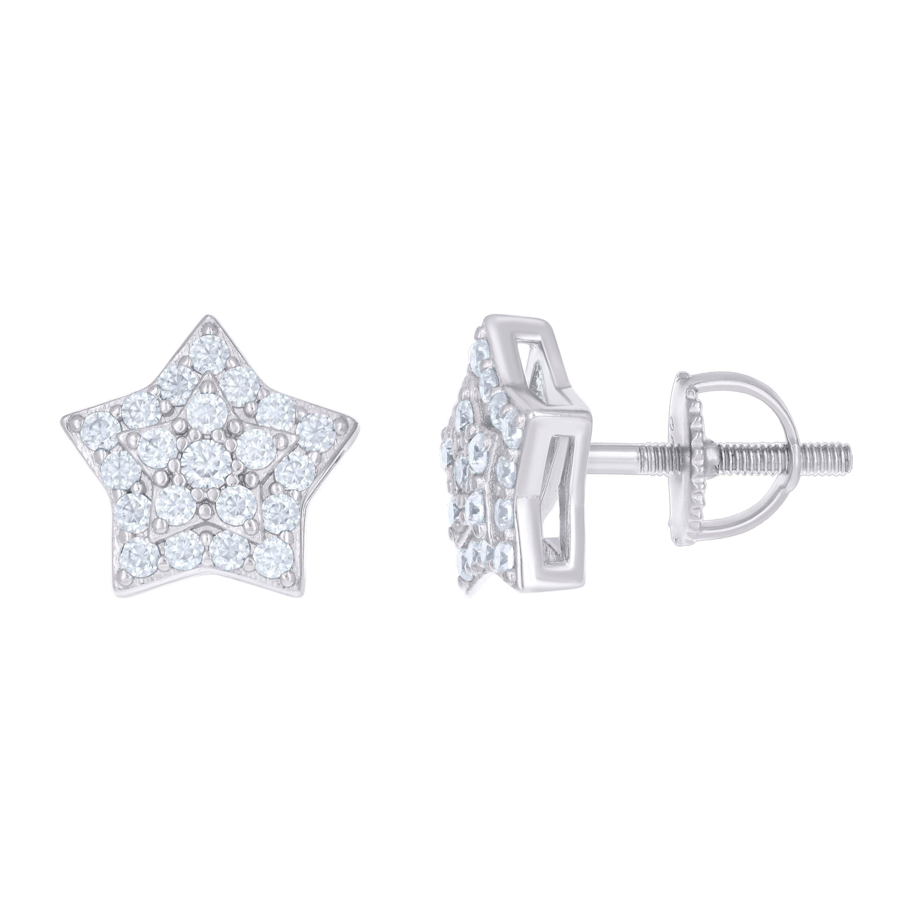 925 Sterling Silver Womens 0.55ct Moissanite Star Fashion Stud Earrings 