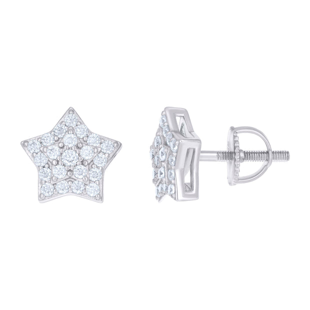 925 Sterling Silver Womens 0.55ct Moissanite Star Fashion Stud Earrings 