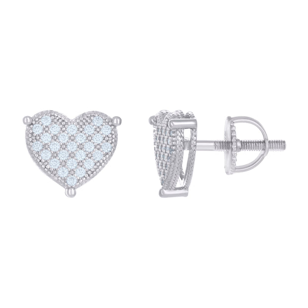 925 Sterling Silver Womens 0.32ct Moissanite Heart Stud Earrings 