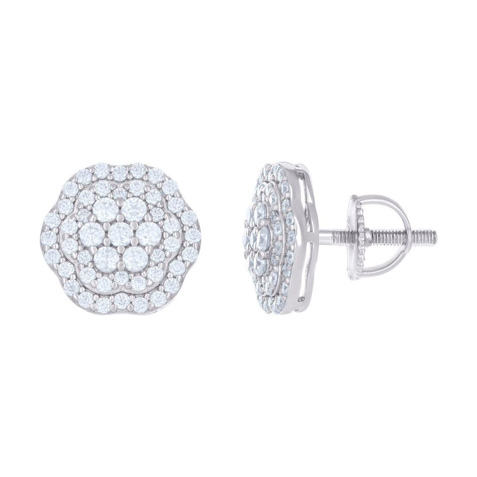 925 Sterling Silver Womens 1.1ct Moissanite Flower Fashion Stud Earrings 