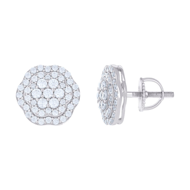 925 Sterling Silver Womens 1.1ct Moissanite Flower Fashion Stud Earrings 