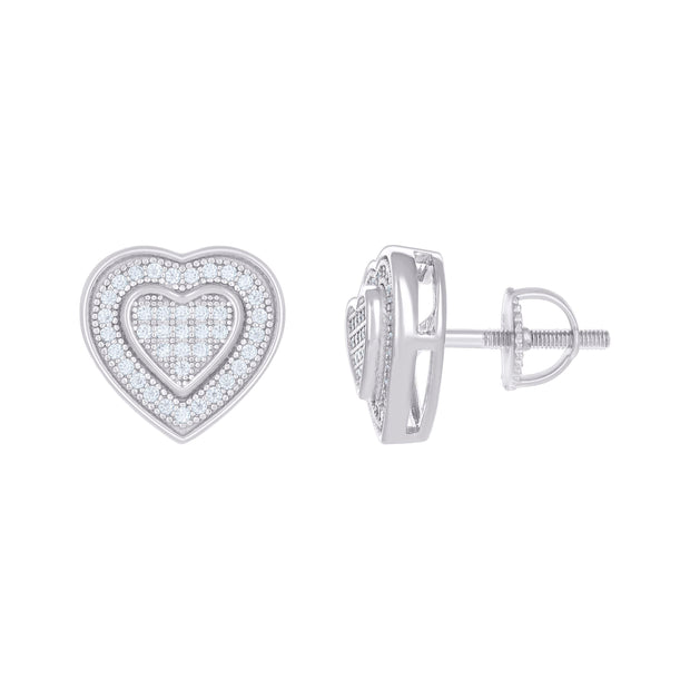 925 Sterling Silver Womens 0.32ct Moissanite Heart Stud Earrings 