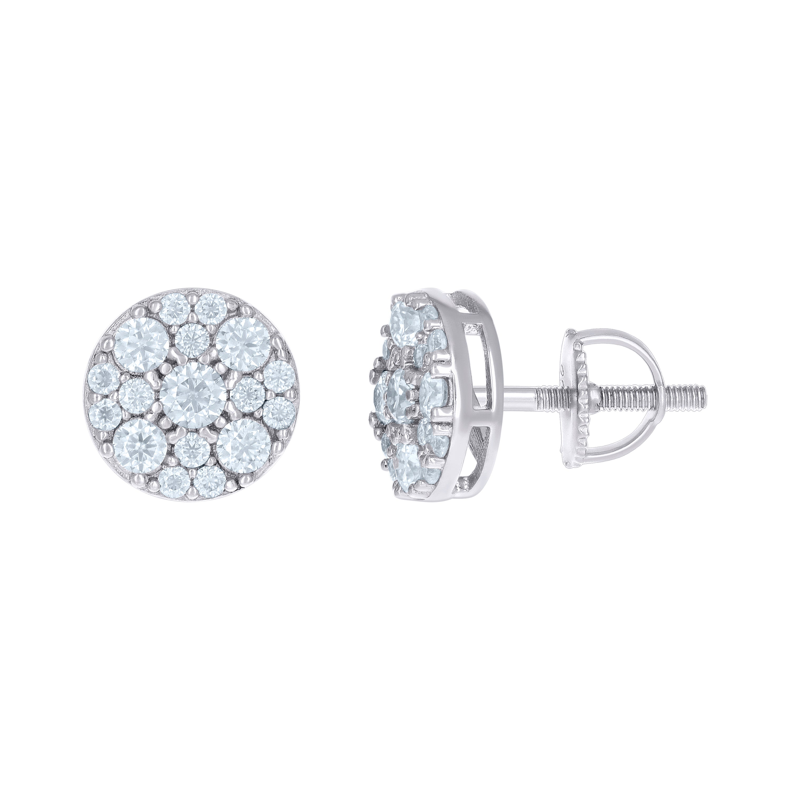 925 Sterling Silver Women Cubic-Zirconia Round Fashion Stud Earrings 