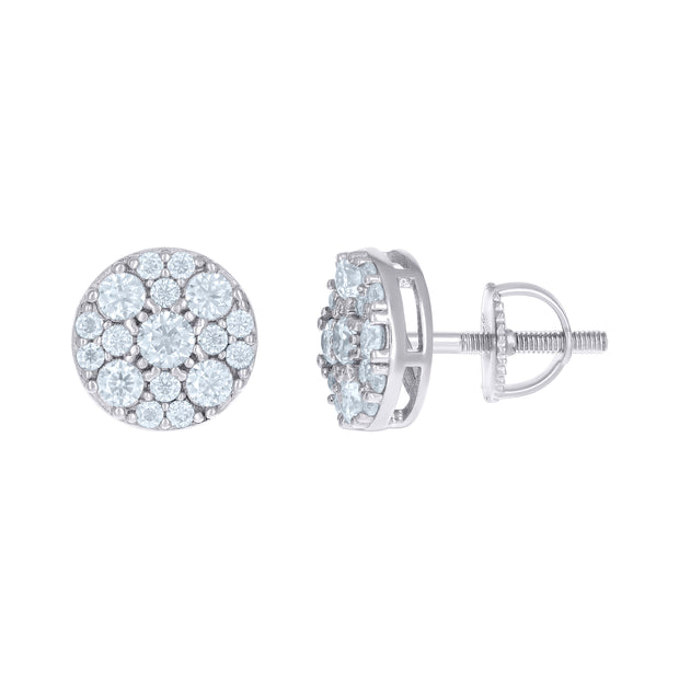 925 Sterling Silver Women Cubic-Zirconia Round Fashion Stud Earrings 