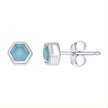 925 Sterling Silver Women Natural Blue Stone Octagon Fashion Stud Earrings 