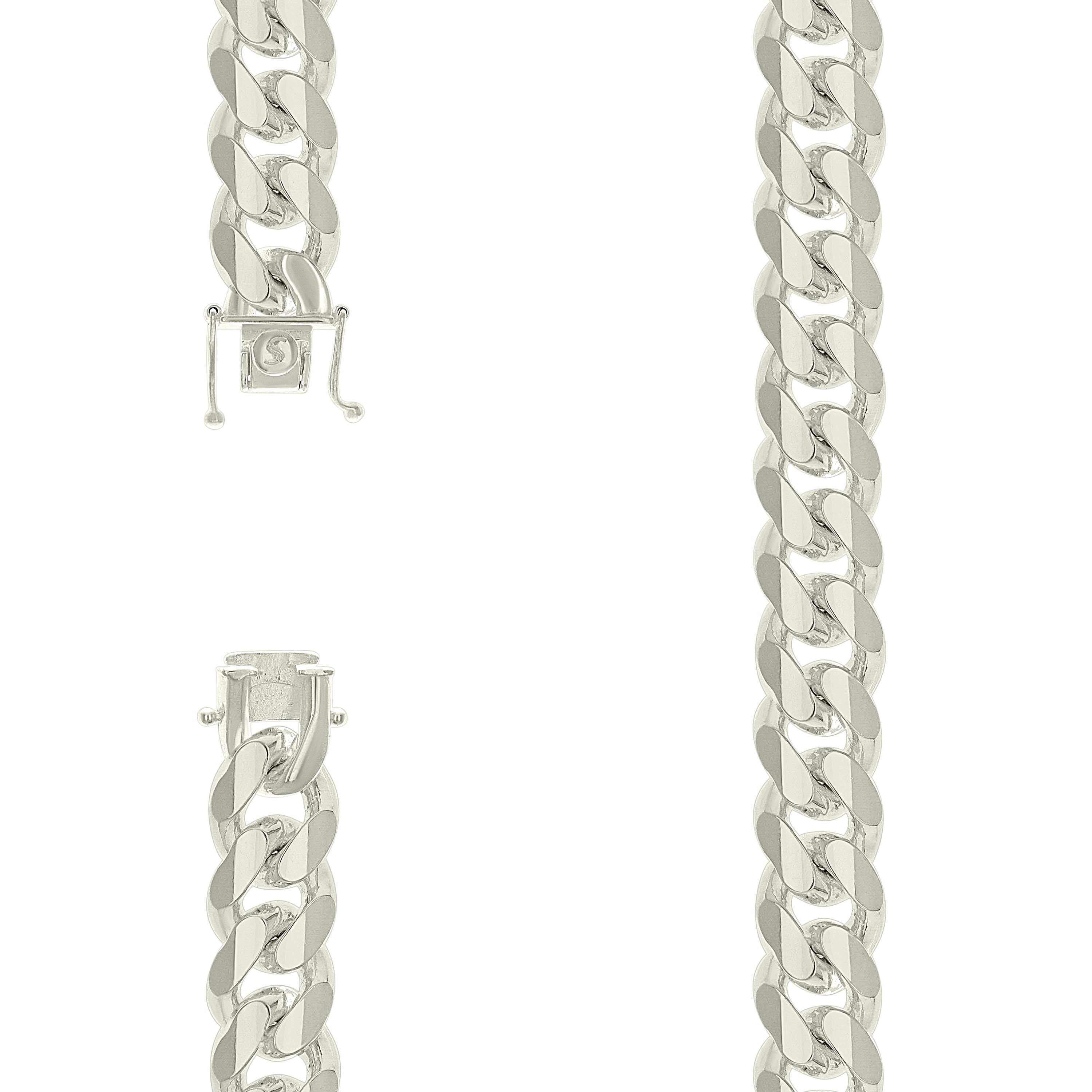 925 Sterling Silver Solid Miami Cuban Chain Silver 400 12.8mm-24