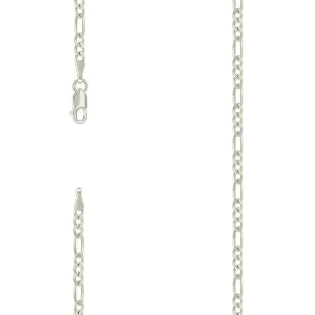 925 Silver Solid Pave Classic Figaro 3.0mm