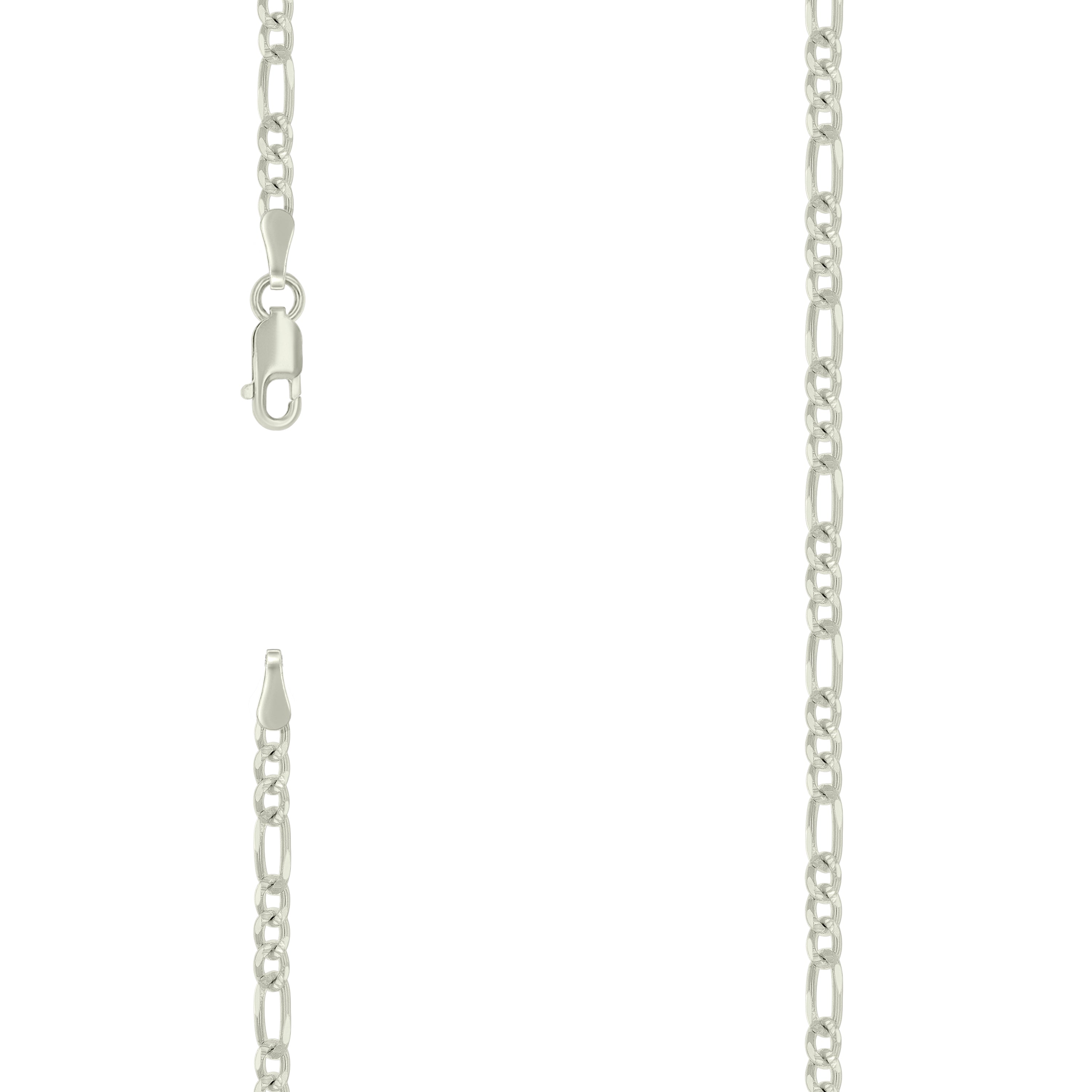 925 Silver Solid Pave Classic Figaro 3.0mm