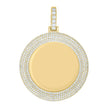 925 Sterling Silver Yellow-tone Unisex Cubic-Zirconia Memory Circle Photo Frame Charm Pendant