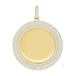 925 Sterling Silver Yellow-tone Unisex Cubic-Zirconia Memory Circle Photo Frame Charm Pendant
