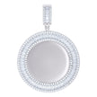 925 Sterling Silver Unisex Round Baguette Cubic-Zirconia Memory Circle Photo Frame Charm Pendant