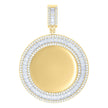 925 Sterling Silver Yellow-tone Unisex Round Baguette Cubic-Zirconia Memory Circle Photo Frame Charm Pendant