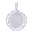 925 Sterling Silver Unisex Round Baguette Cubic-Zirconia Memory Circle Photo Frame Charm Pendant