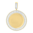 925 Sterling Silver Yellow-tone Unisex Round Baguette Cubic-Zirconia Memory Circle Photo Frame Charm Pendant