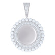 925 Sterling Silver Unisex Round Baguette Cubic-Zirconia Memory Circle Photo Frame Charm Pendant