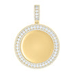 925 Sterling Silver Yellow-tone Unisex Cubic-Zirconia Memory Circle Photo Frame Charm Pendant