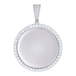 925 Sterling Silver Unisex Cubic-Zirconia Memory Circle Photo Frame Charm Pendant