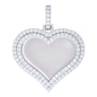 925 Sterling Silver Women Cubic-Zirconia Heart Photo Frame Charm Pendant