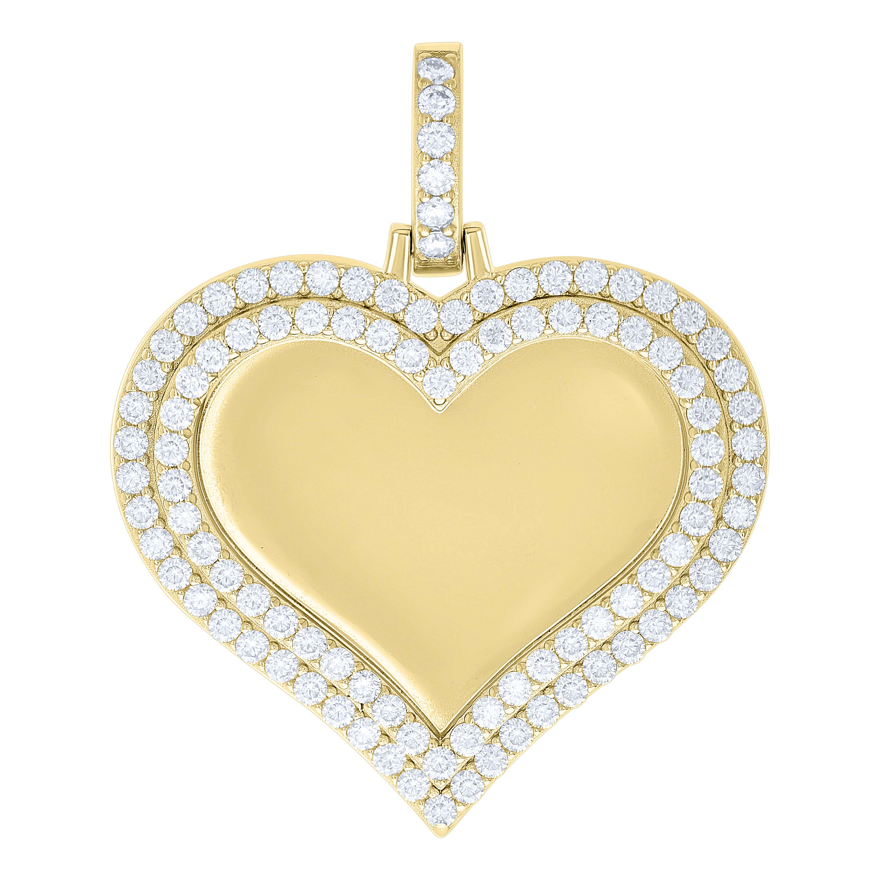 925 Sterling Silver Yellow-tone Women Cubic-Zirconia Heart Photo Frame Charm Pendant