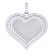 925 Sterling Silver Women Cubic-Zirconia Heart Photo Frame Charm Pendant