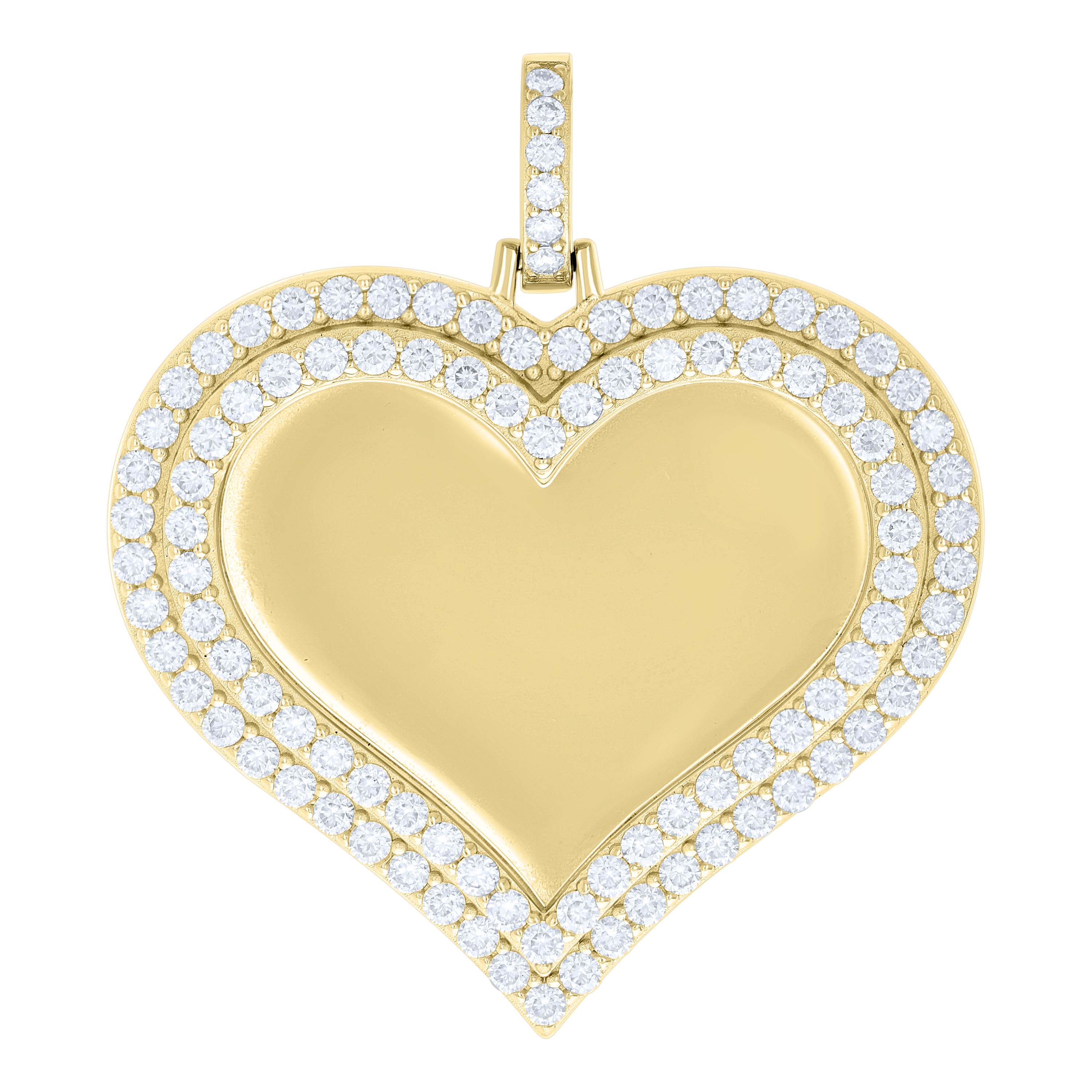 925 Sterling Silver Yellow-tone Women Cubic-Zirconia Heart Photo Frame Charm Pendant