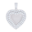 925 Sterling Silver Women Cubic-Zirconia Heart Photo Frame Charm Pendant