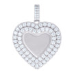 925 Sterling Silver Women Cubic-Zirconia Heart Photo Frame Charm Pendant