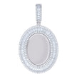 925 Sterling Silver Unisex Round Baguette Cubic-Zirconia Oval Photo Frame Charm Pendant