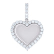 925 Sterling Silver Women Cubic-Zirconia Heart Photo Frame Charm Pendant