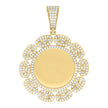 925 Sterling Silver Yellow-tone Unisex Cubic-Zirconia Memory Circle Photo Frame Charm Pendant