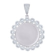 925 Sterling Silver Unisex Round Baguette Cubic-Zirconia Memory Circle Photo Frame Charm Pendant