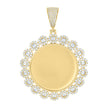 925 Sterling Silver Yellow-tone Unisex Round Baguette Cubic-Zirconia Memory Circle Photo Frame Charm Pendant