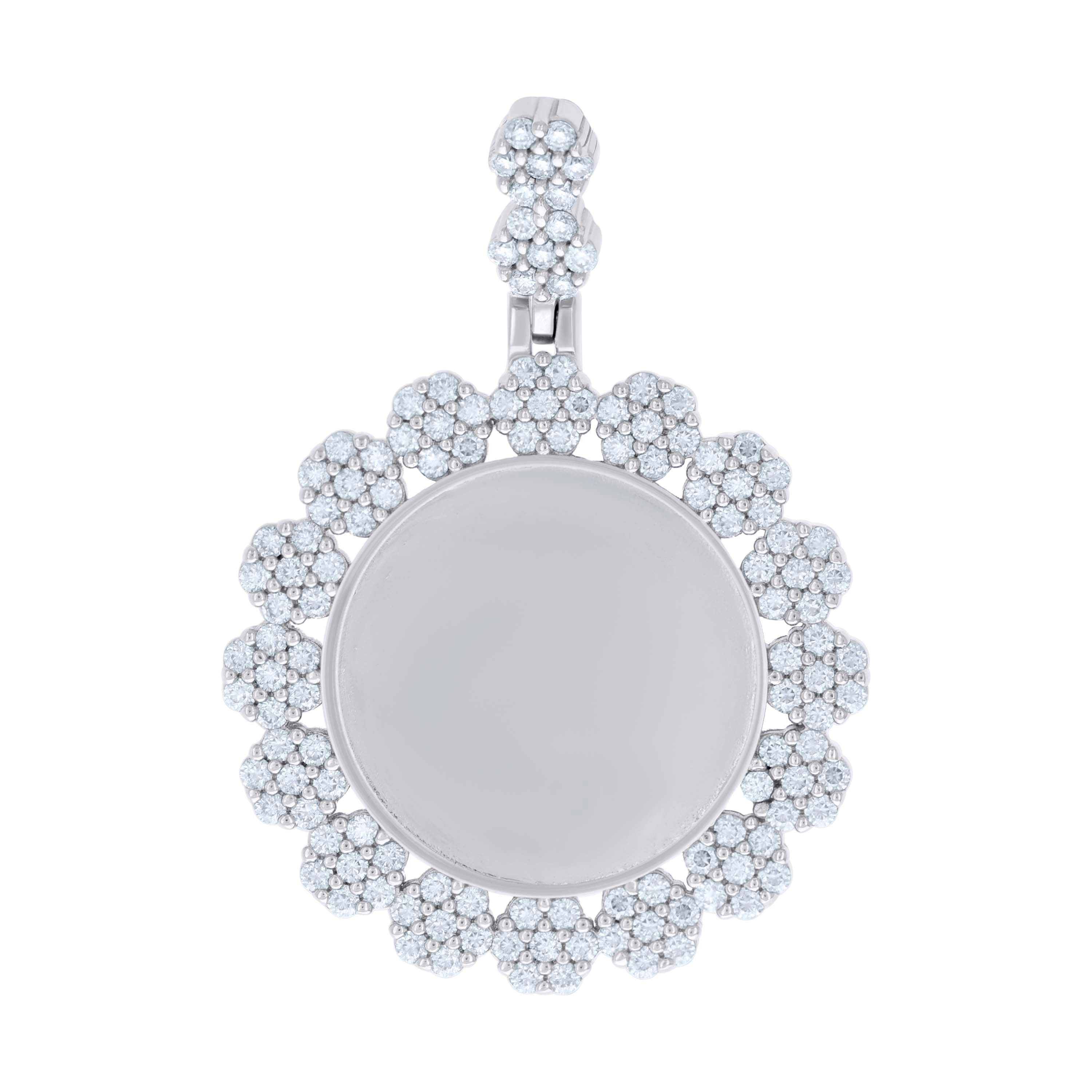 925 Sterling Silver Unisex Cubic-Zirconia Memory Circle Photo Frame Charm Pendant
