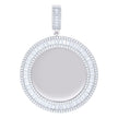 925 Sterling Silver Unisex Round Baguette Cubic-Zirconia Memory Circle Photo Frame Charm Pendant