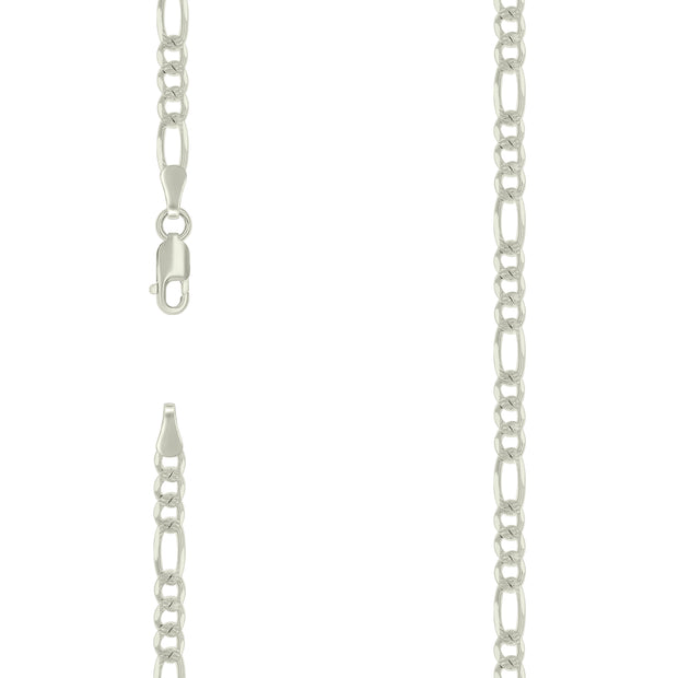 925 Silver Solid Pave Classic Figaro 4.0mm