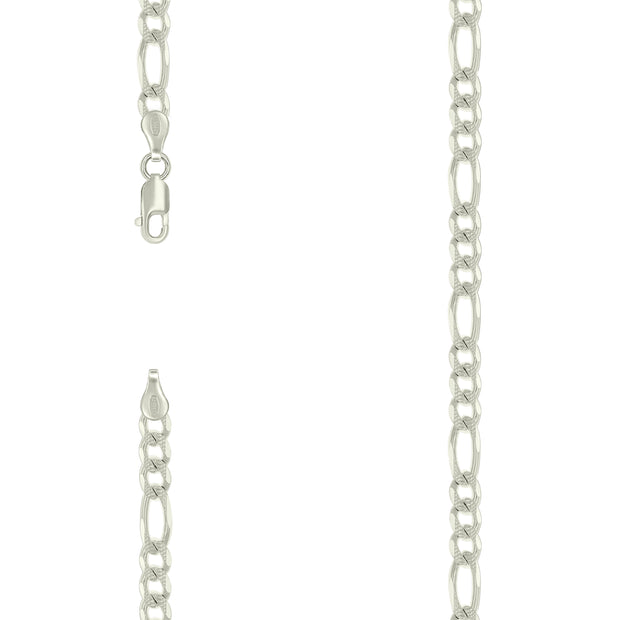 925 Silver Solid Pave Classic Figaro 5.0mm