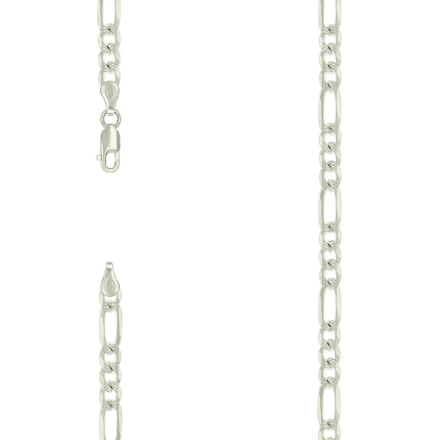 925 Silver Solid Pave Classic Figaro 6.0mm