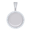 925 Sterling Silver Unisex Round 3.74ct Moissanite Memory Picture Frame Charm Pendant