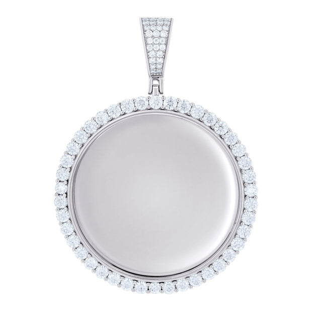 925 Sterling Silver Unisex Round 4.80ct Moissanite Memory Picture Frame Charm Pendant