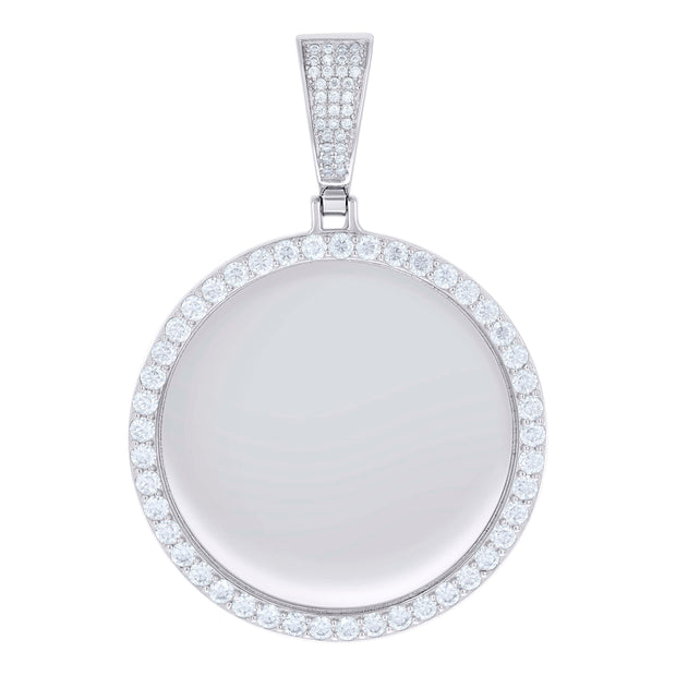925 Sterling Silver Unisex Round 4.90ct Moissanite Memory Picture Frame Charm Pendant