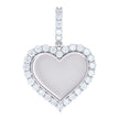 925 Sterling Silver Womens Round 6.39ct Moissanite Heart Memory Picture Frame Charm Pendant