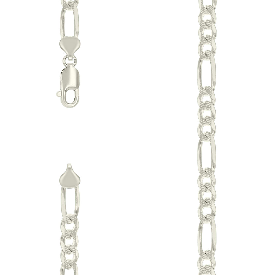 925 Silver Solid Pave Classic Figaro 8.0mm