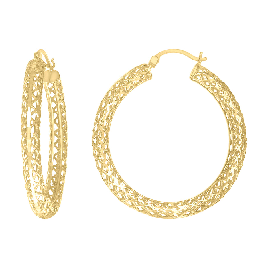 10kt Yellow Gold Womens Hollow Round Hoop Earrings