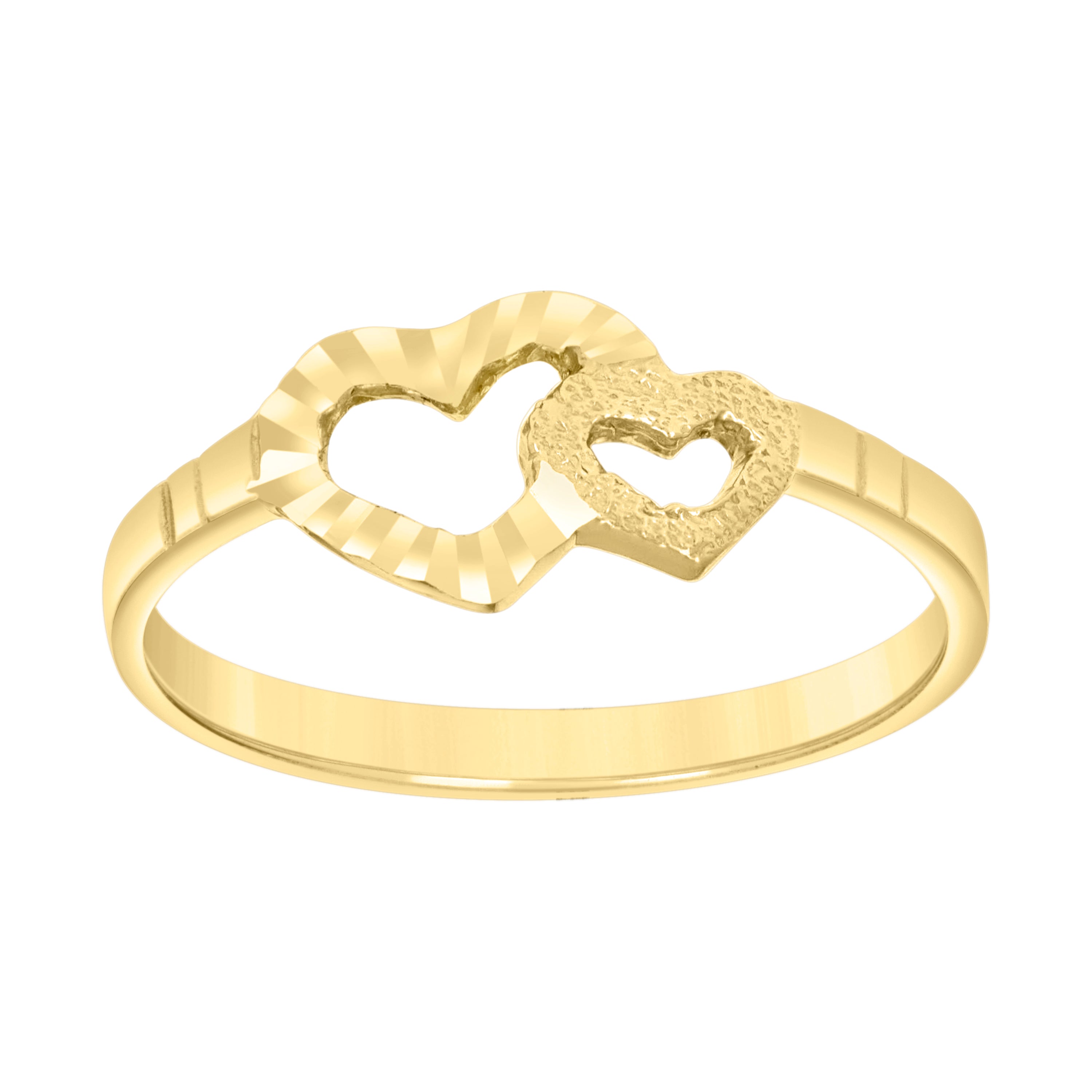 10kt Yellow Gold Womens Double Heart Ring